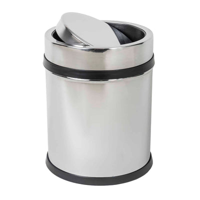 Cos menajer inox cu capac rotativ, capacitate 11 litri, design cilindric