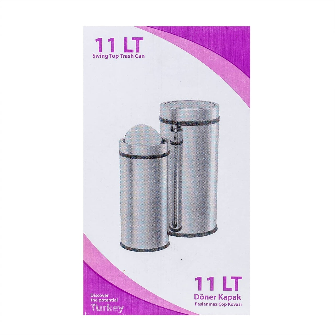 Cos menajer inox cu capac rotativ, capacitate 11 litri, design cilindric