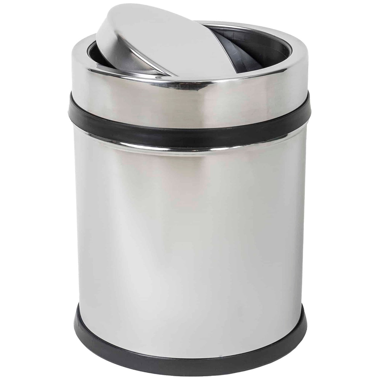 Cos menajer inox cu capac rotativ, capacitate 16 litri, forma cilindru