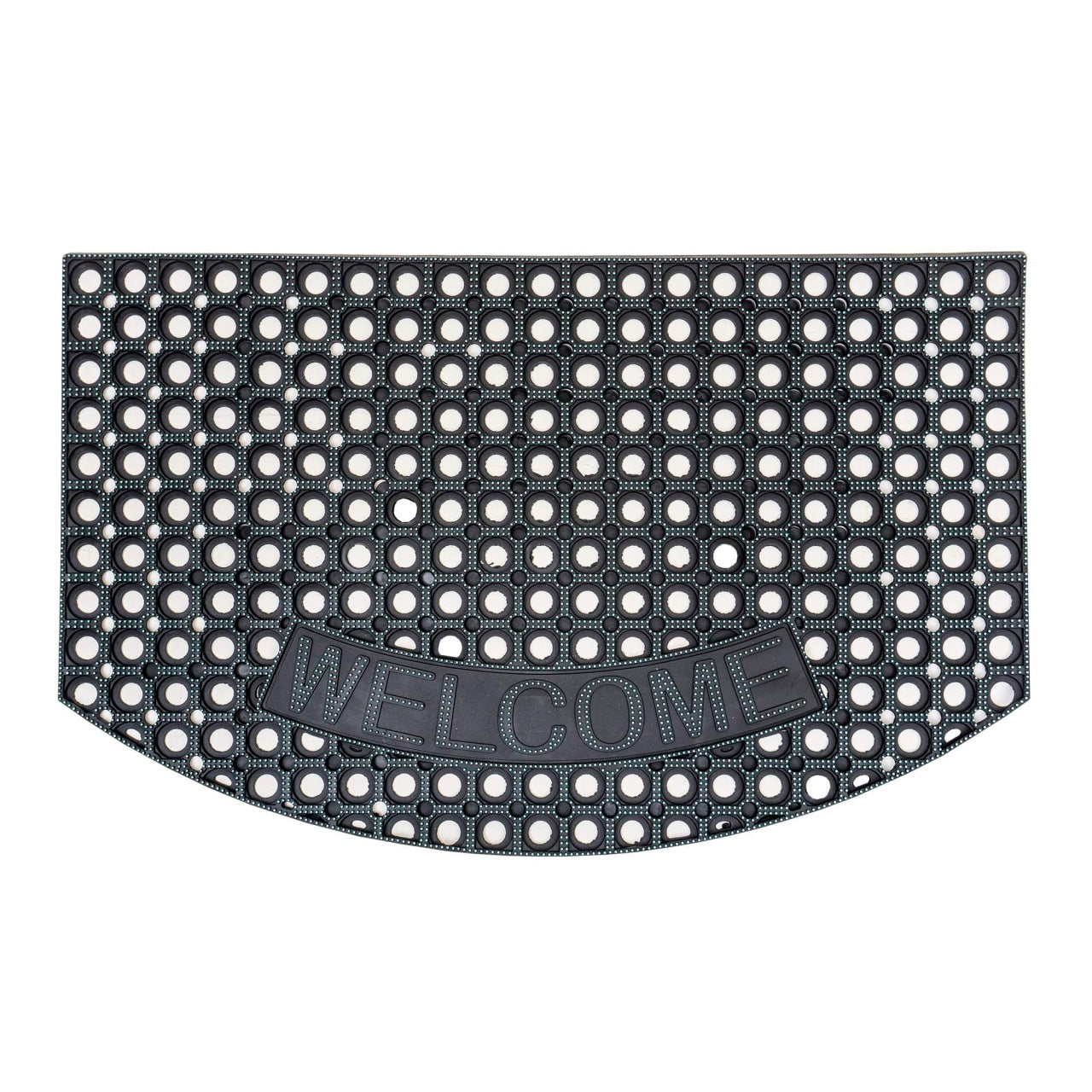 Covor intrare cauciuc dreptunghiular 79x49 cm, negru, model Welcome