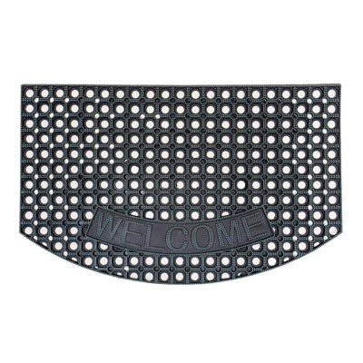 Covor intrare cauciuc dreptunghiular 79x49 cm, negru, model Welcome