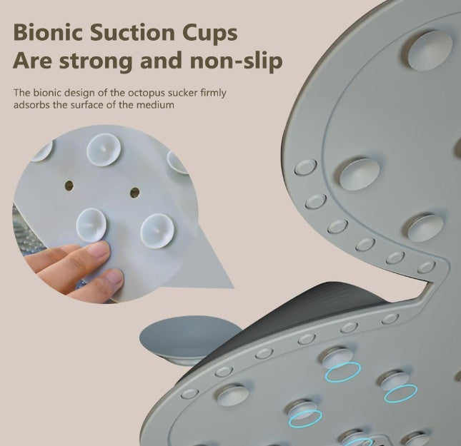 Covoras pentru dus, pentru masaj si curatare picioare, tip iepuras, din silicon, dimensiuni 45x45 cm, gri
