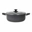 Cratita aluminiu 28 cm, capac 6L, negru cu capac din sticla