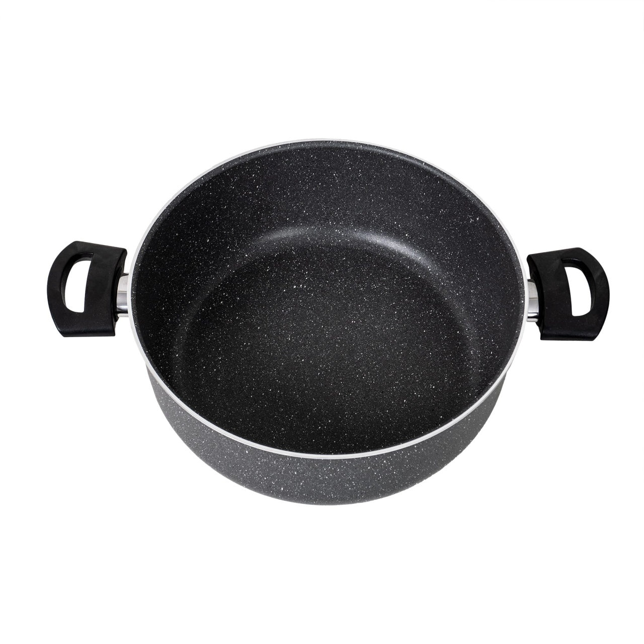 Cratita aluminiu 28 cm, capac 6L, negru cu capac din sticla