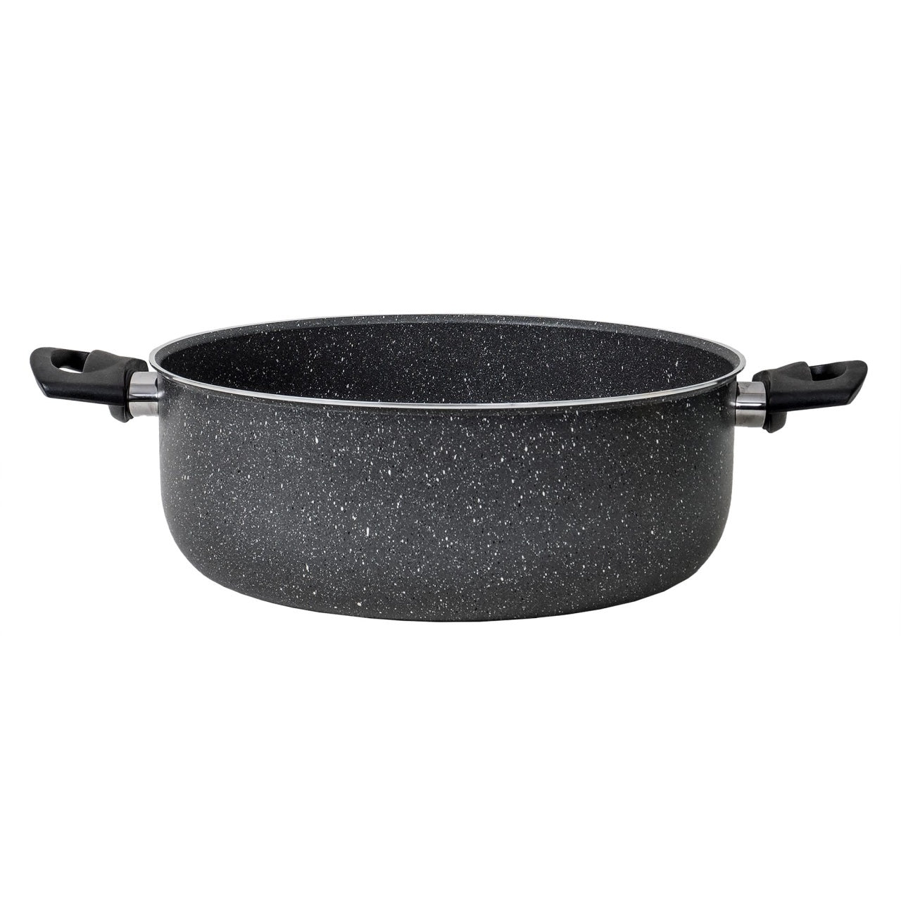 Cratita aluminiu 28 cm, capac 6L, negru cu capac din sticla