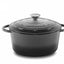 Cratita fonta emailata 26x12cm cu capac, 4.8L, Marble Gray