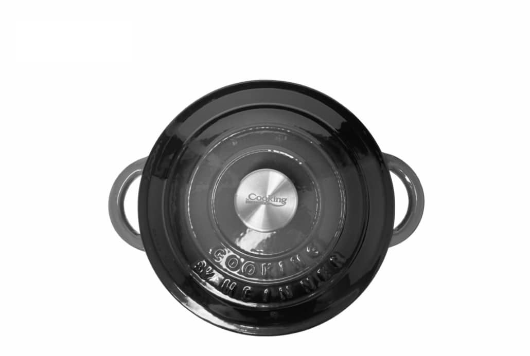 Cratita fonta emailata 26x12cm cu capac, 4.8L, Marble Gray