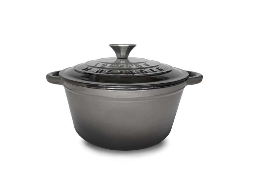 Cratita fonta emailata cu capac 22x9.5 cm, capacitate 2.9 L, culoare gri