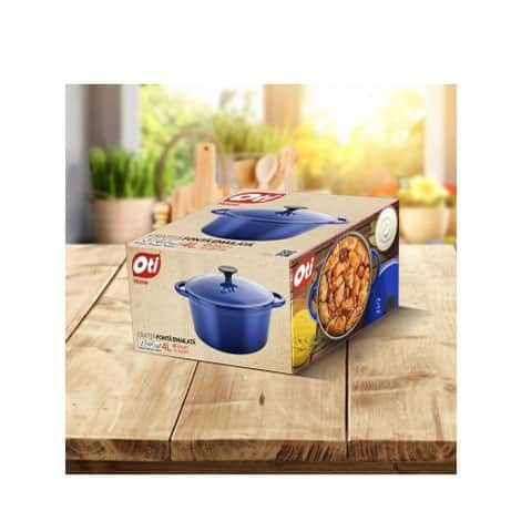 Cratita fonta emailata cu capac, 24 cm, capacitate 3.8L