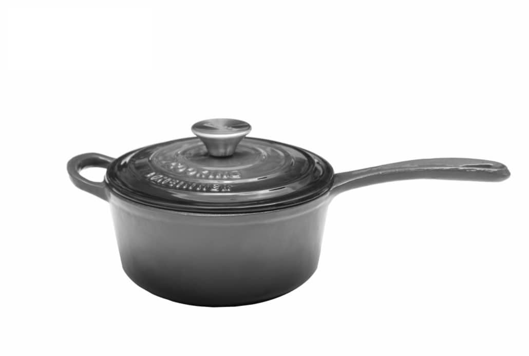 Cratita fonta emailata cu capac si coada 1.8L, 19x9cm, Marble Gray