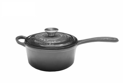 Cratita fonta emailata cu capac si coada 1.8L, 19x9cm, Marble Gray