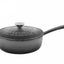Cratita fonta emailata cu coada si capac 24x8cm, capacitate 2.5L, Marble Gray