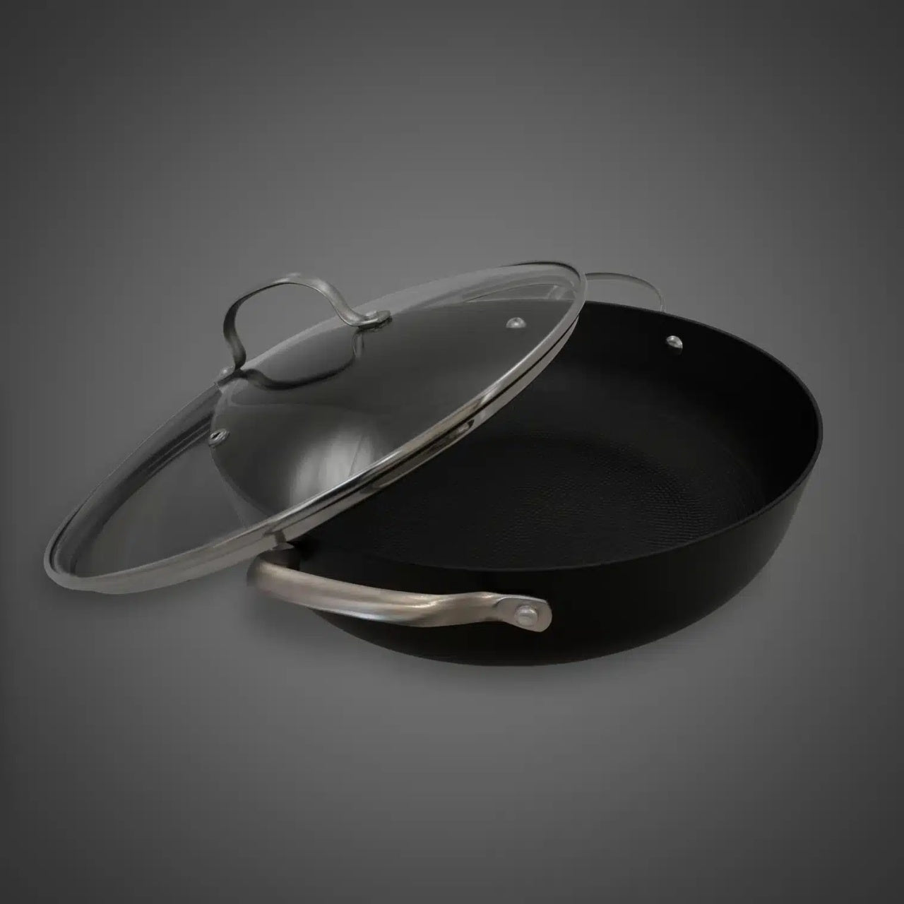 Cratita fonta tip fagure 30cm cu capac sticla, capacitate 4.5L