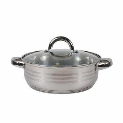 Cratita inox cu capac 25 cm, capacitate 3L, baza triplu strat, compatibila inductie