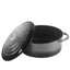 Cratita ovala fonta emailata cu capac 33x26.5x11.5cm, capacitate 6L, Marble Gray