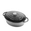 Cratita ovala fonta emailata cu capac 37x29x15cm, 9L, culoare Marble Gray