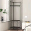 Cuier din metal, pentru colt, cu 2 rafturi si 2 bare pentru agatare, dimensiune 178cm x 44cm x 44 cm, negru