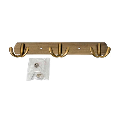 Cuier metalic auriu cu 3 agatatori, lungime 24.5 cm, design modern