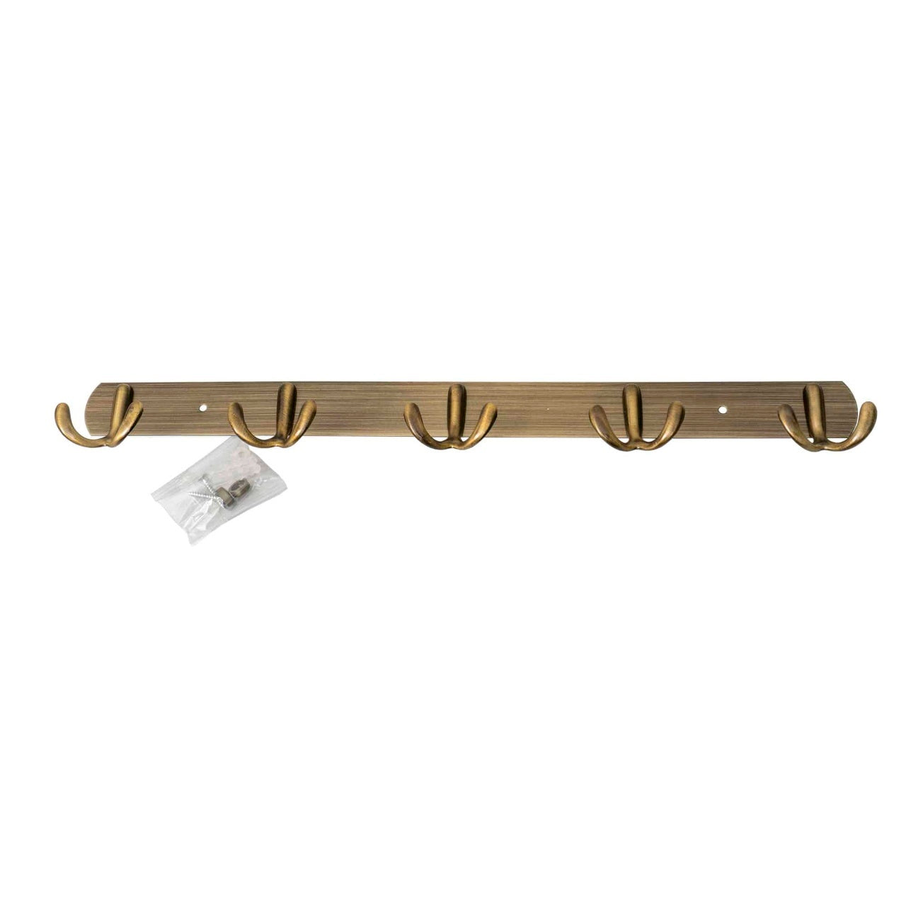 Cuier metalic auriu cu 5 agatatori, lungime 44.5 cm, design modern