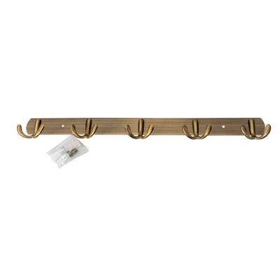 Cuier metalic auriu cu 5 agatatori, lungime 44.5 cm, design modern
