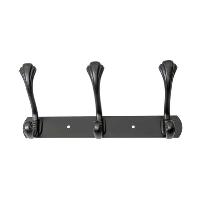 Cuier metalic negru cu 3 agatatori, lungime 24.5 cm