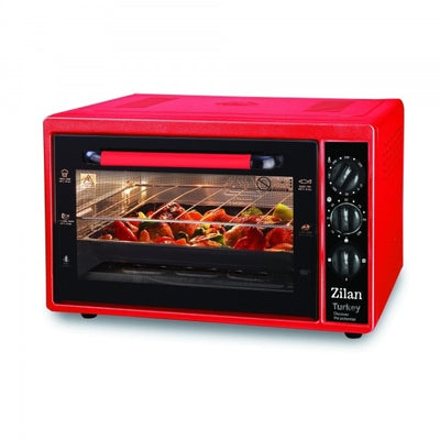 Cuptor electric 32L, 1500W, timer 90 min, gratar si tava dreptunghiulara, rosu