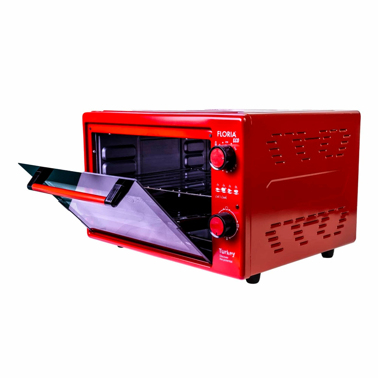 Cuptor electric 40 litri, 1500W, gratar si tava, culoare rosu