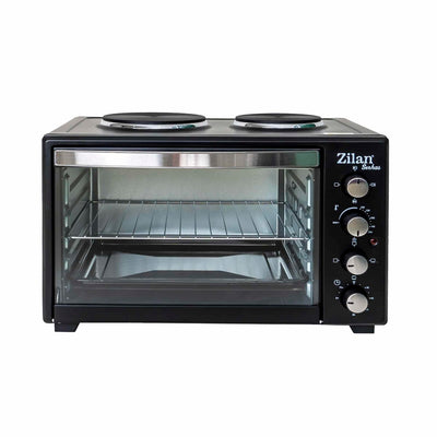 Cuptor electric cu plita 45 l, 1600 W, timer si 2 arzatoare, negru