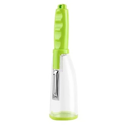 Curatator fructe si legume cu recipient pentru colectare resturi, din inox si plastic, dimensiuni 20 x 5 cm, verde