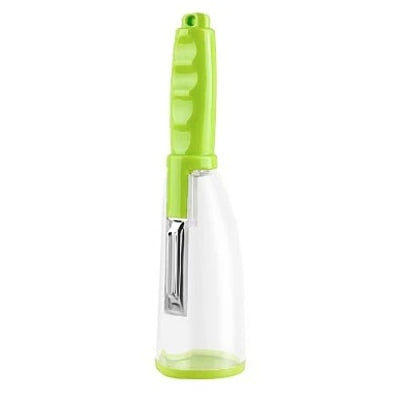 Curatator fructe si legume cu recipient pentru colectare resturi, din inox si plastic, dimensiuni 20 x 5 cm, verde