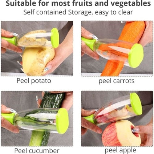 Curatator fructe si legume cu recipient pentru colectare resturi, din inox si plastic, dimensiuni 20 x 5 cm, verde