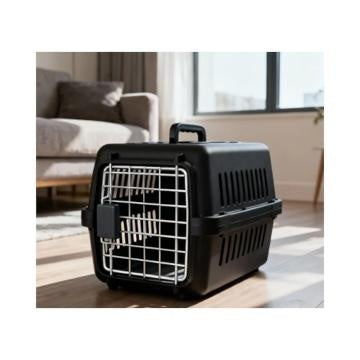 Cusca de transport pentru animale, din PP rezistent cu usa din otel inoxidabil, 48×32×29.5 cm