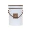 Cutie cilindrica crem cu model, inaltime 18 cm, diametru 13.5 cm