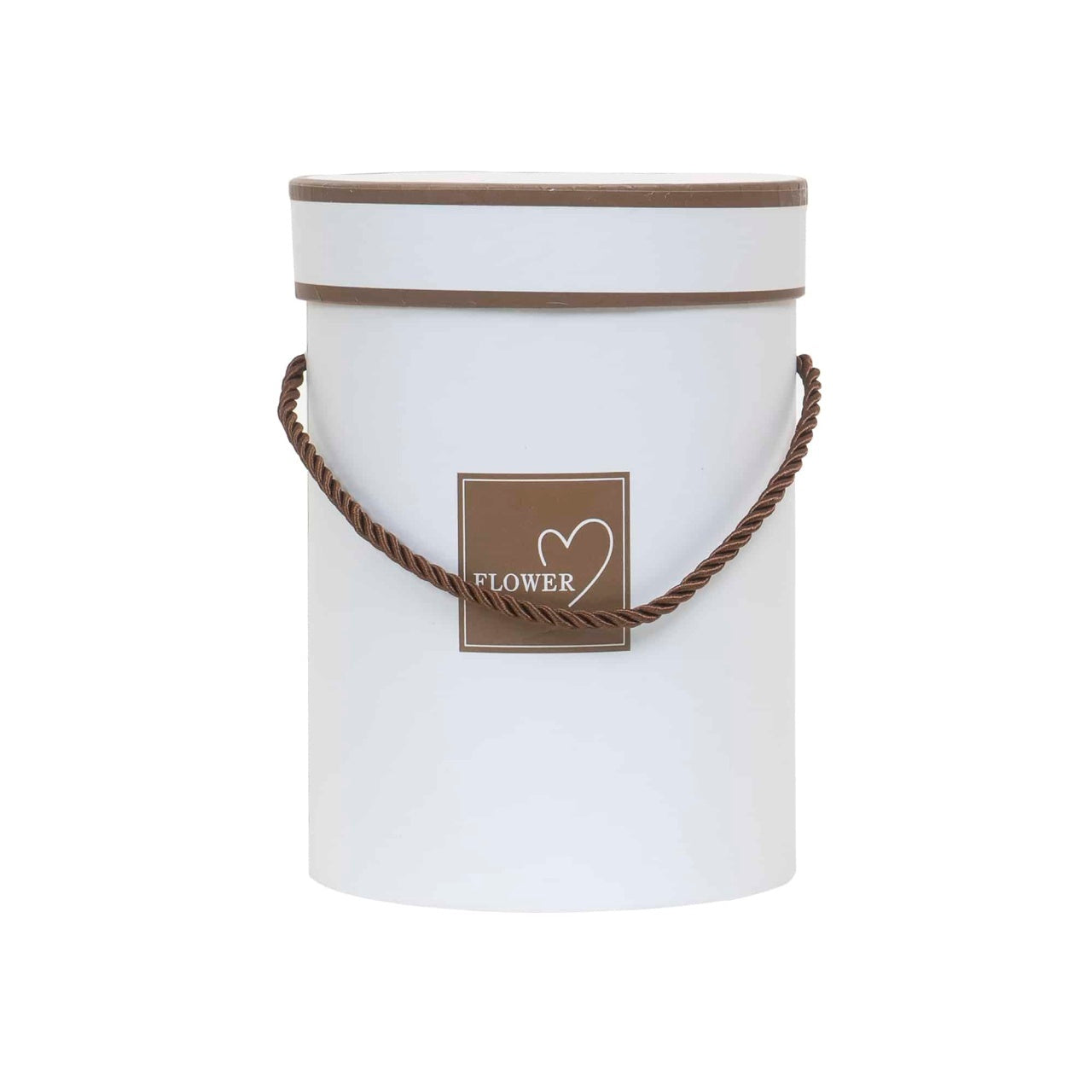 Cutie cilindrica crem cu model, inaltime 18 cm, diametru 13.5 cm