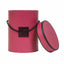 Cutie cilindrica rosie cu model, 18 cm inaltime, 13.5 cm diametru