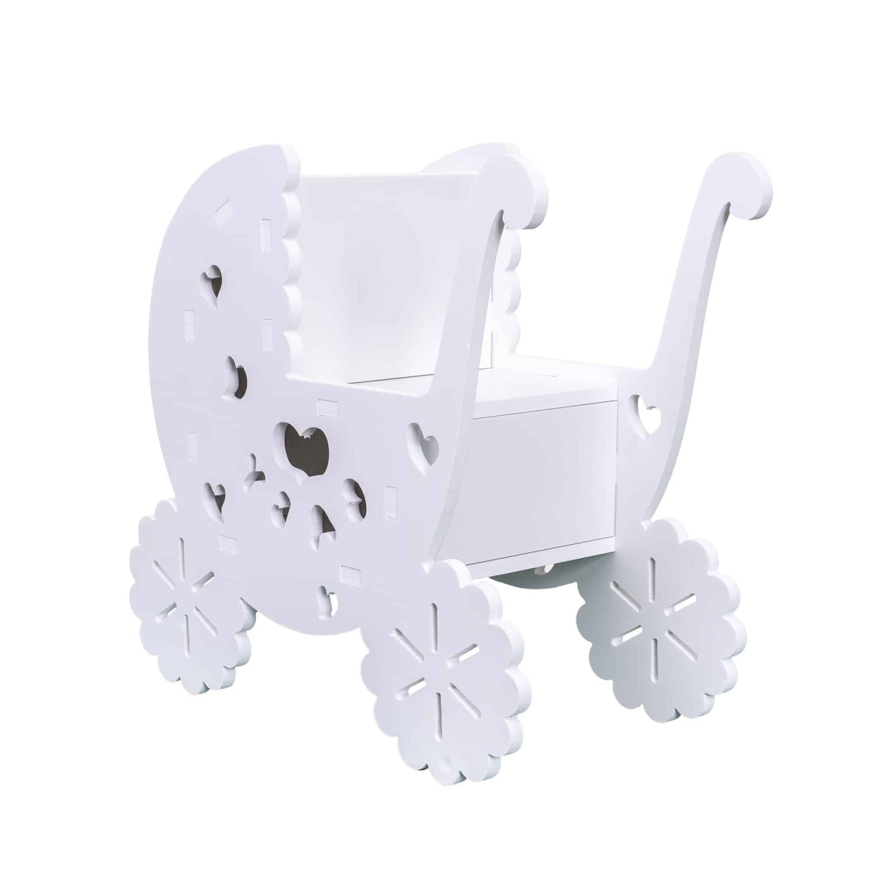 Cutie de dar pentru evenimente, forma carucior, 40x20 cm, lemn alb