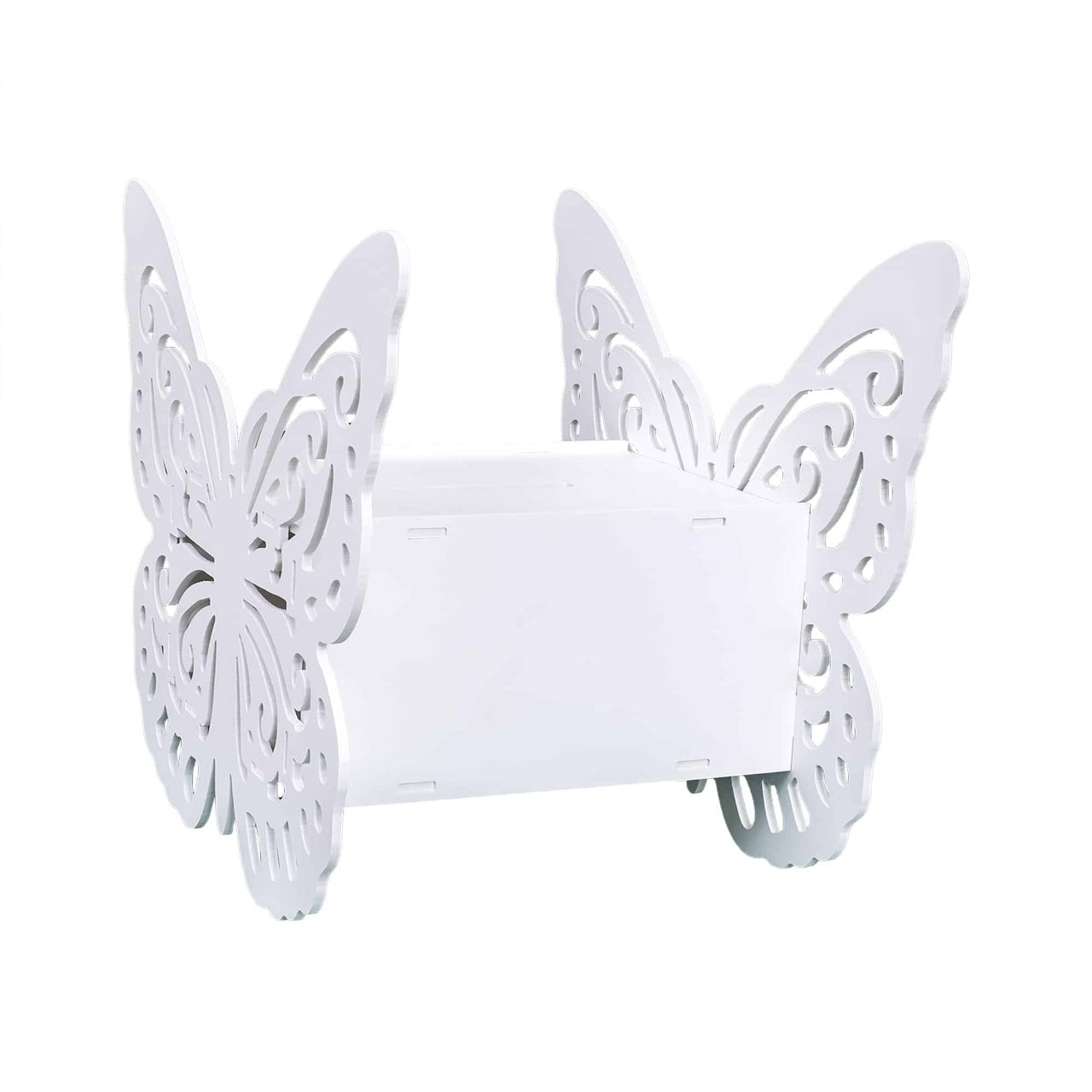 Cutie de dar pentru evenimente, forma fluture, lemn alb 27.5x42 cm