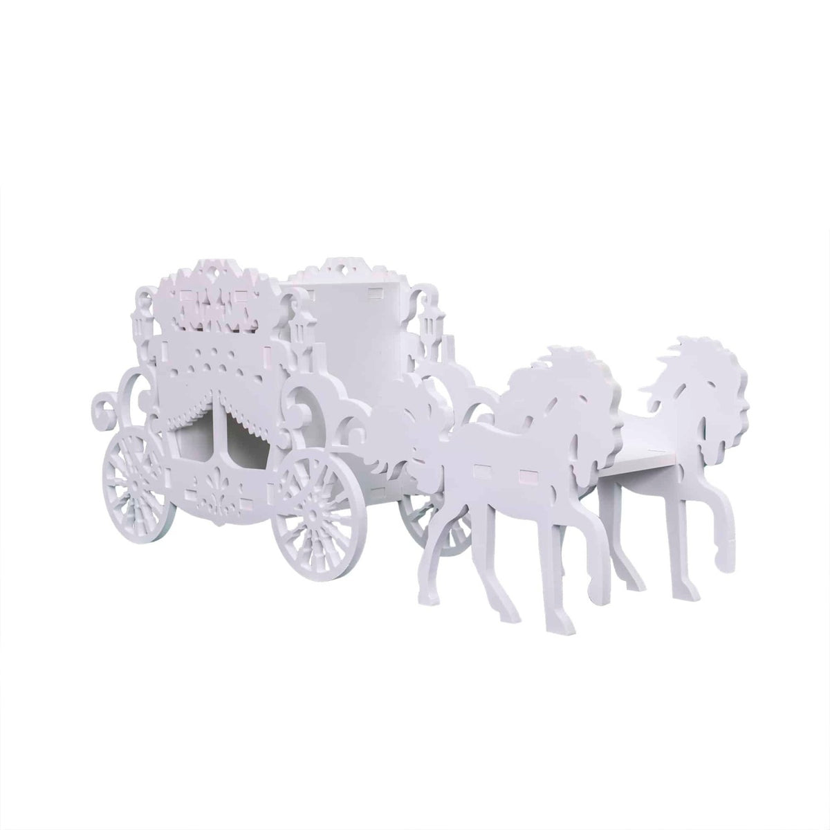 Cutie de dar pentru evenimente, forma trasura, lemn alb 68x17x25 cm