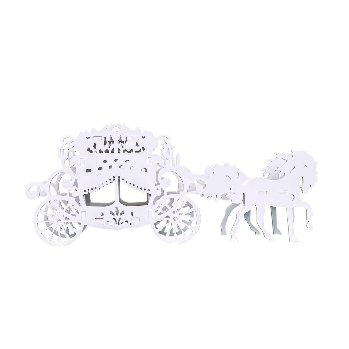 Cutie de dar pentru evenimente, forma trasura, lemn alb 68x17x25 cm