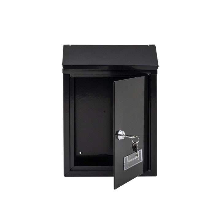 Cutie postala metalica, dimensiuni 21.7x7x30cm, cu deschidere frontala si cheie, montare pe perete, negru