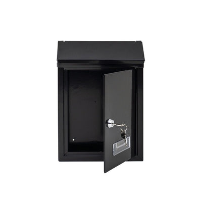 Cutie postala metalica, dimensiuni 21.7x7x30cm, cu deschidere frontala si cheie, montare pe perete, negru