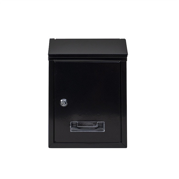 Cutie postala metalica, dimensiuni 21.7x7x30cm, cu deschidere frontala si cheie, montare pe perete, negru