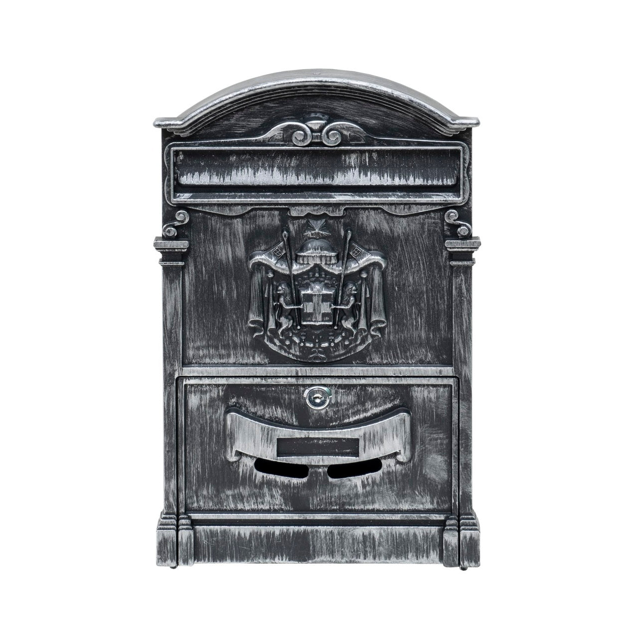 Cutie postala metalica pentru exterior, 410x260x90mm, argintiu, design rustic