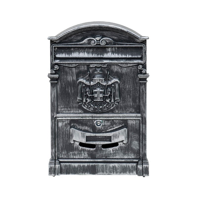 Cutie postala metalica pentru exterior, 410x260x90mm, argintiu, design rustic