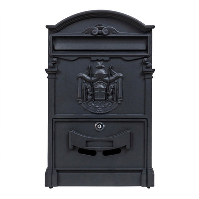 Cutie postala metalica pentru exterior, 410x260x90mm, negru, design rustic