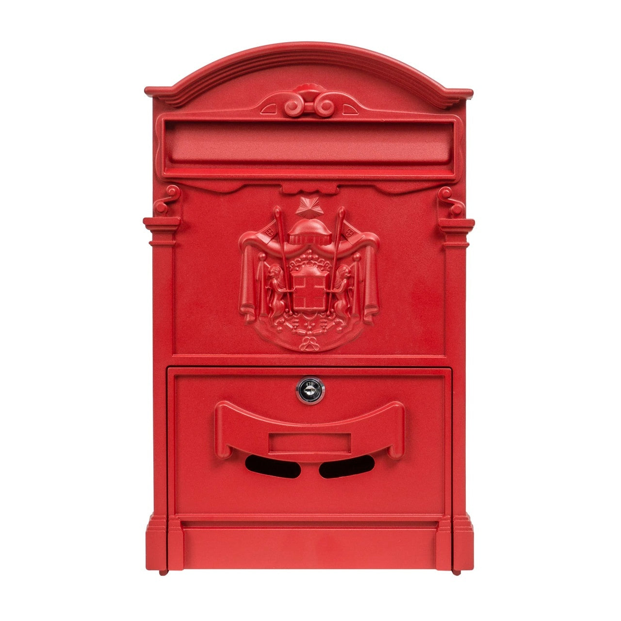 Cutie postala metalica pentru exterior, 410x260x90mm, rosie, design rustic