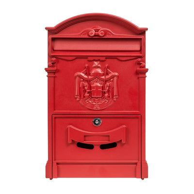 Cutie postala metalica pentru exterior, 410x260x90mm, rosie, design rustic