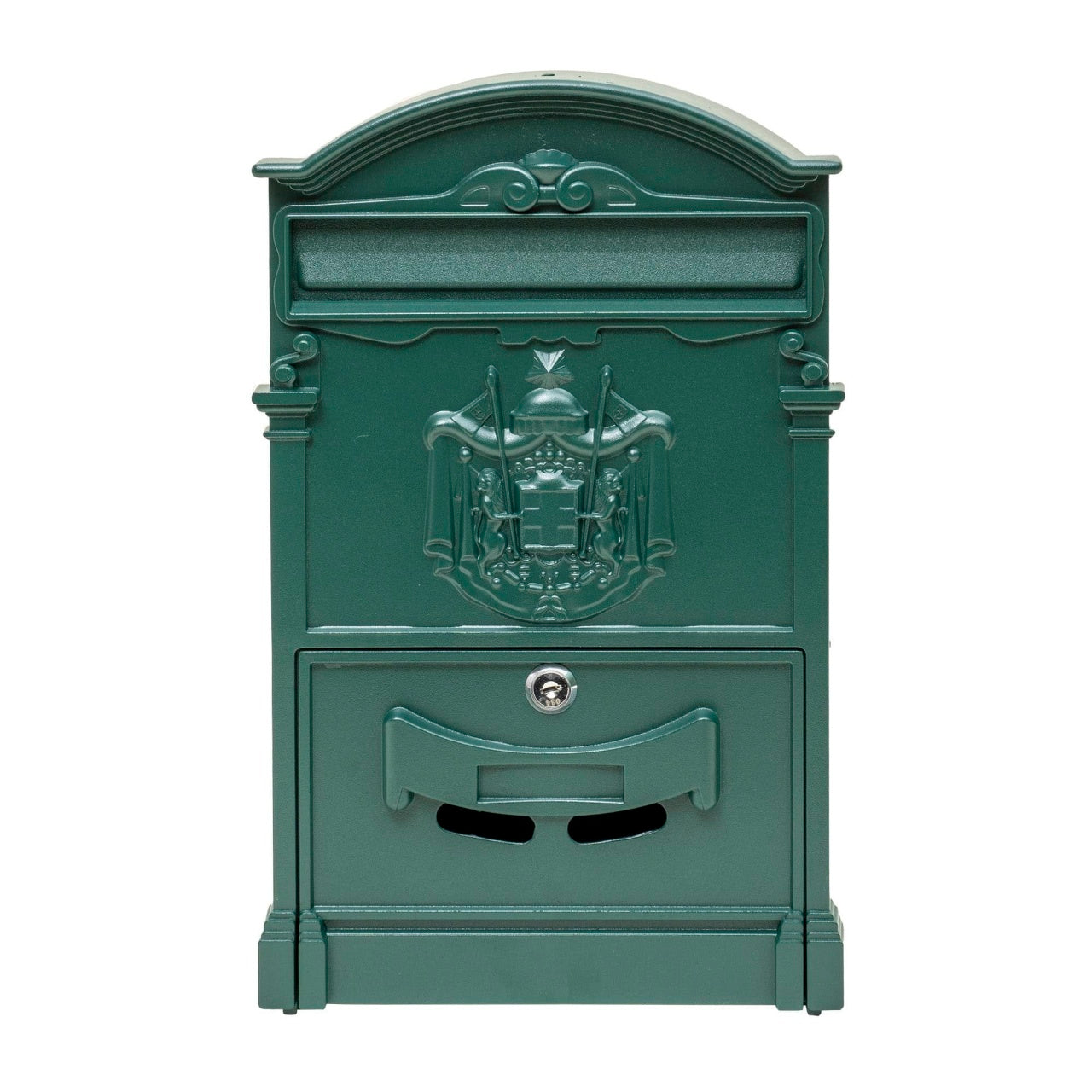 Cutie postala metalica pentru exterior, 410x260x90mm, verde, design rustic