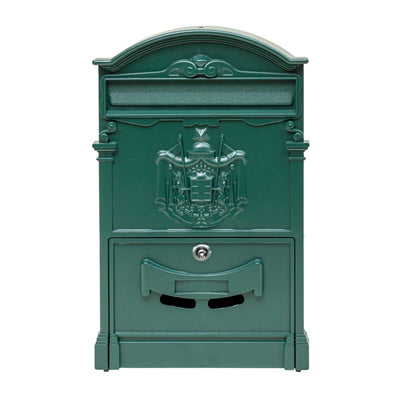 Cutie postala metalica pentru exterior, 410x260x90mm, verde, design rustic