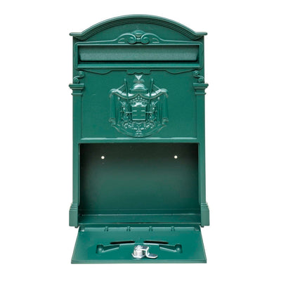 Cutie postala metalica pentru exterior, 410x260x90mm, verde, design rustic